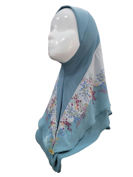 Floral Pattern Two Toned Hijab - Kids