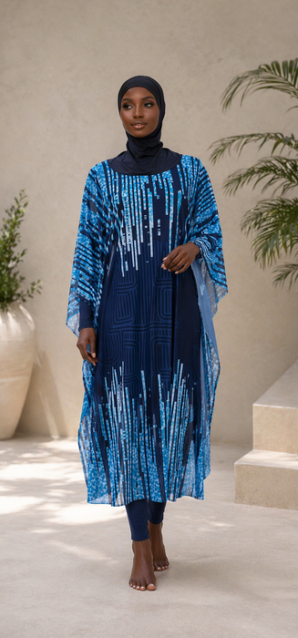 4pc Modest Swimwear Burkini Set with Matching Cover-Up