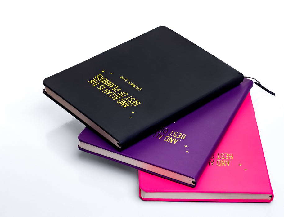 Hardbound Faux Leather Notebook - "..Allah is the Best of Planners" (Peachy Pink)