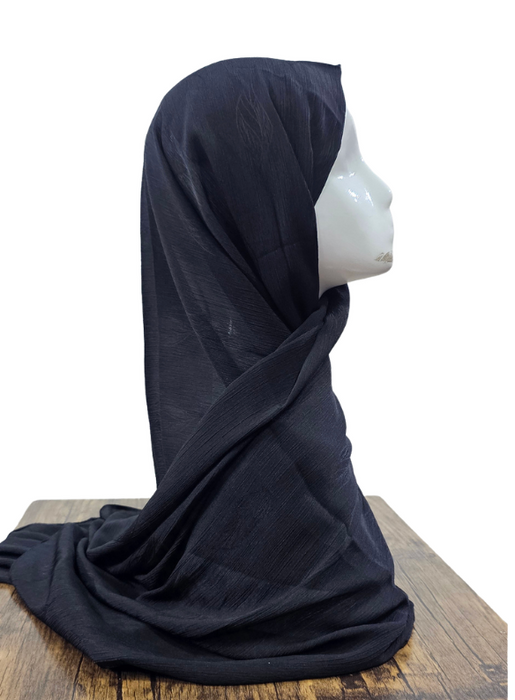 Textured Chiffon Scarf - Black