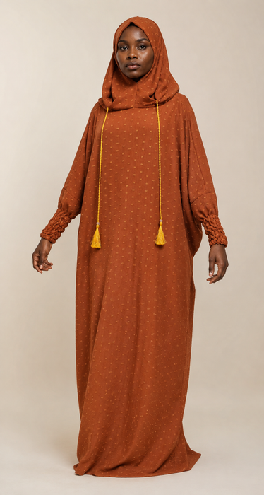 Rust Brown Hooded Prayer Dress with Hijab
