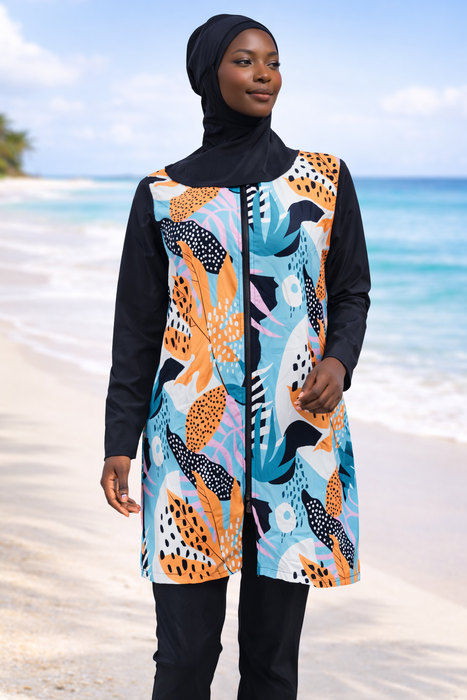 3pc Waterproof Burkini  Modest Swimwear - Tropical