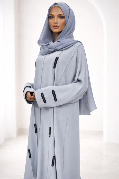 Light Grey Embellished Abaya