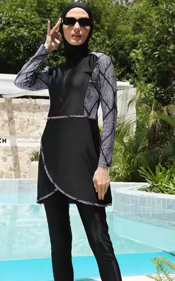 Maillot de bain modeste Black Sea Waves - 3 pièces