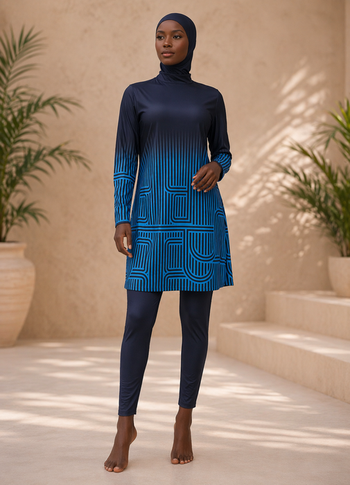 4pc Modest Swimwear Burkini Set with Matching Cover-Up