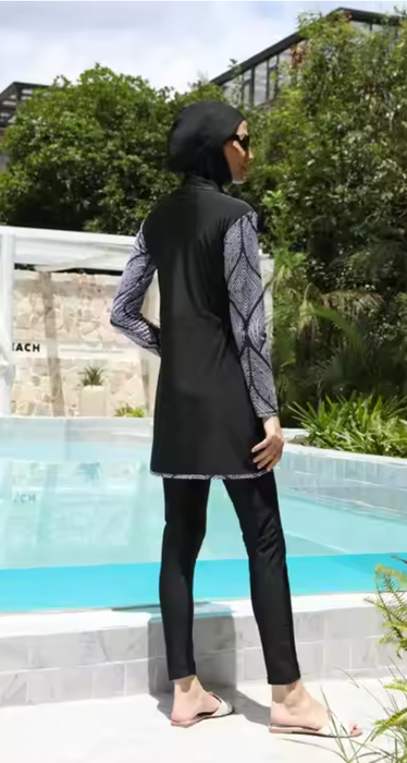 Maillot de bain modeste Black Sea Waves - 3 pièces