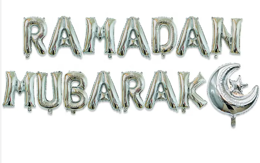 Ballons en aluminium Ramadan Moubarak - Argent