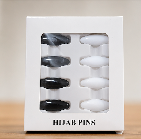 8pc Hijab Safety Pin Clips (Black and White)
