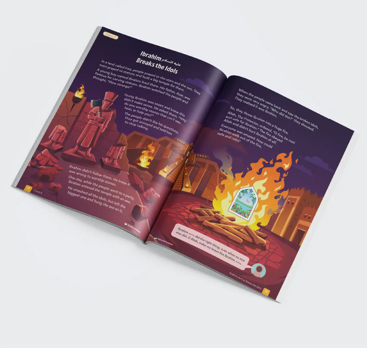 Book on Prophet Ibrahim getting thrown in the fire
