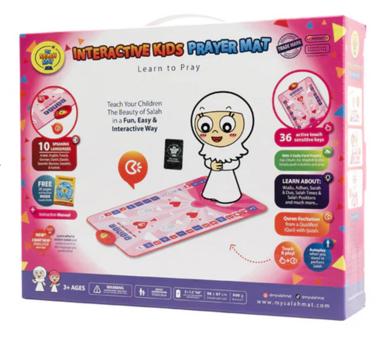 My Salah Mat Interactive Kids Prayer Mat - Pink Version