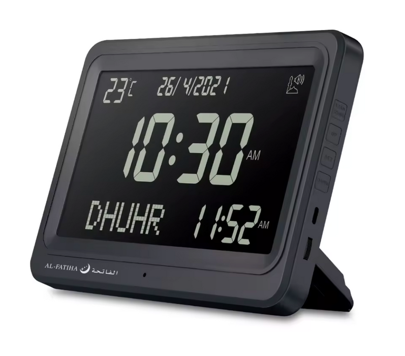 Al-Fatiha Azan Clock – Large LCD Desk & Wall Prayer Time Clock