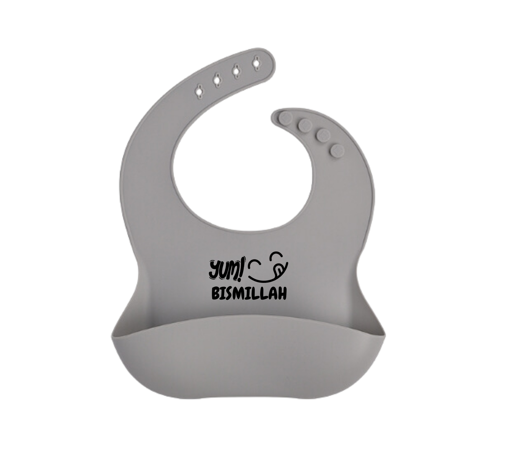 Bavoir en silicone Yum Bismillah - Gris froid