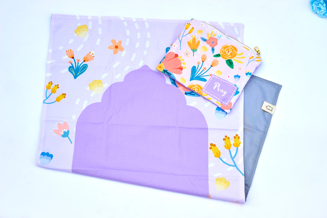 Tapis de prière avec pochette (thème floral)