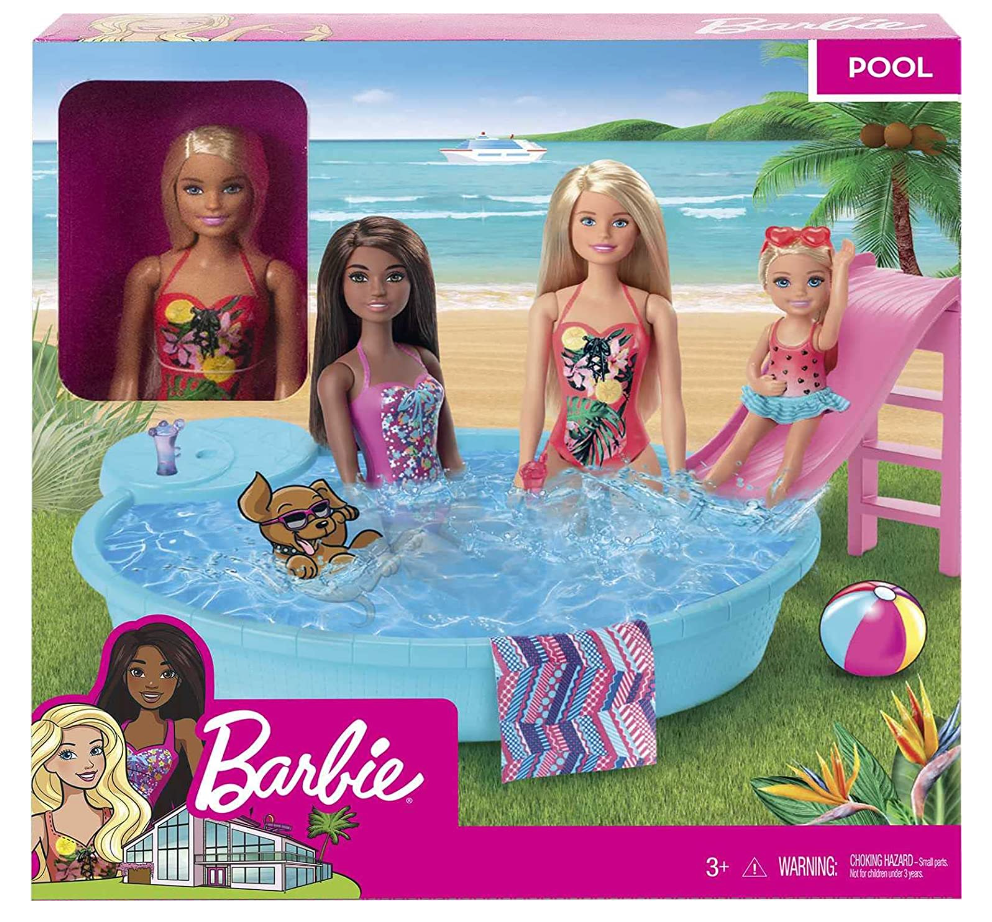 Poupée Barbie et ensemble de jeu de piscine 
